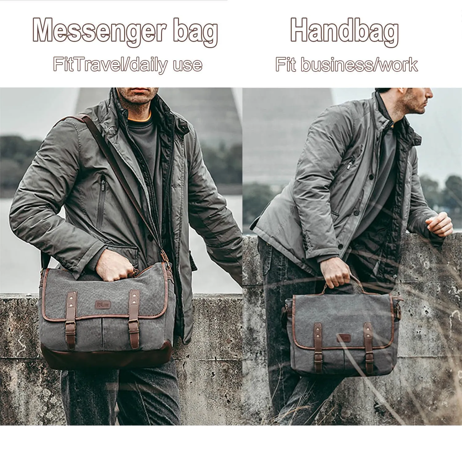 DHgate Water Resistant Canvas Satchel for Men Stylish 15.6 Inch Crossbody Shoulder Bag for Work and School Bags Luggage Accessories