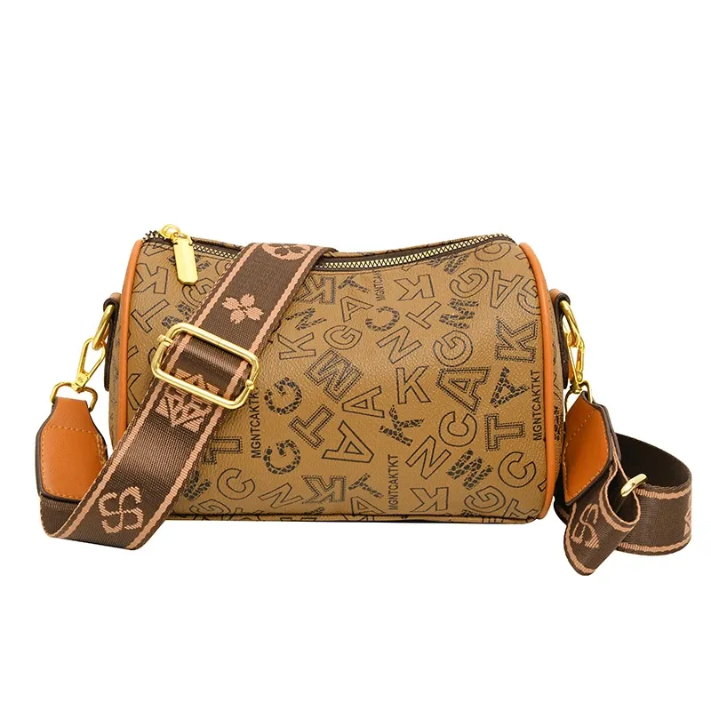 Cylindrical Genuine Leather Ladies Crossbody Bag - Summer
