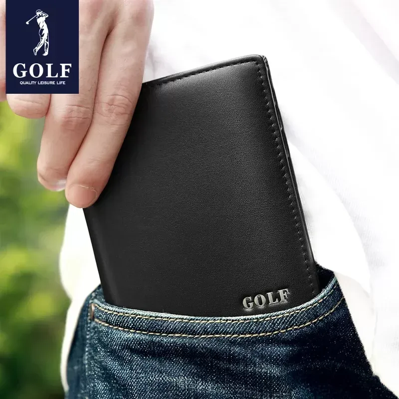 CPG GOLF ウォレット Mens Black Leather Wallet - Compact Golf Wallet with Money