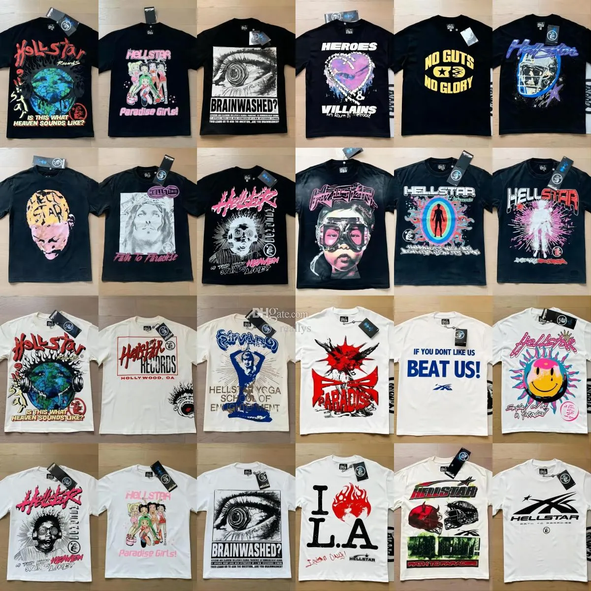Wholesale Hellstart Graphic Tee: Trendy Earth Print Hip Hop 