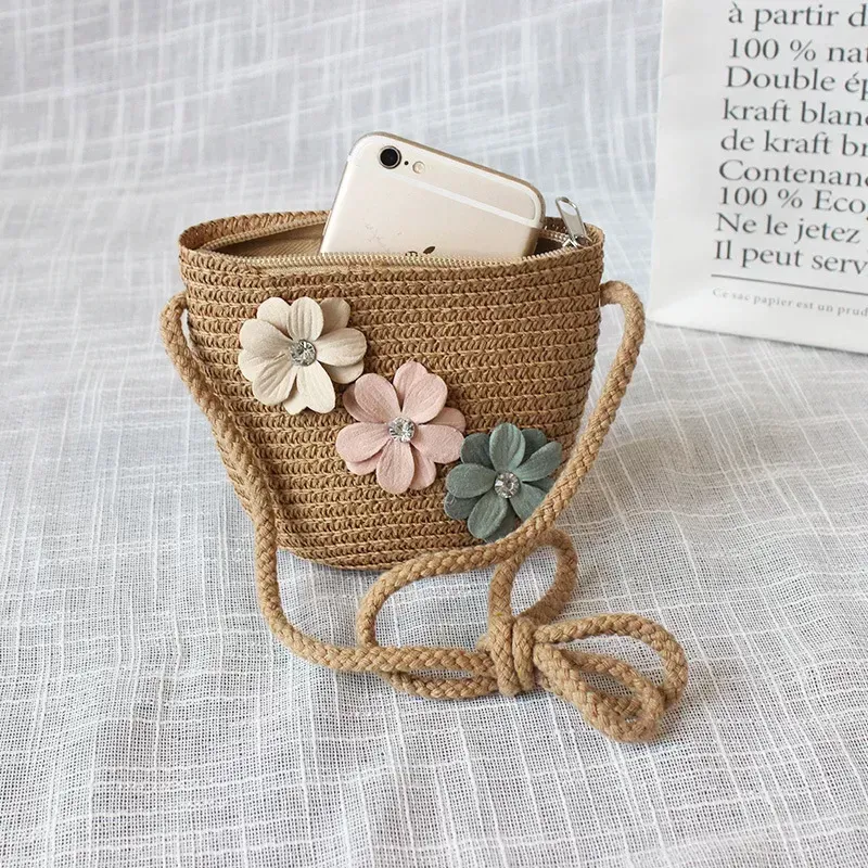 Kids straw beach bag sale