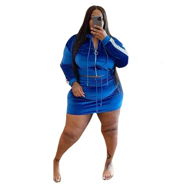 Wmstar Plus Size Women Clothes Velvet Sweatsuit Two Piece Set