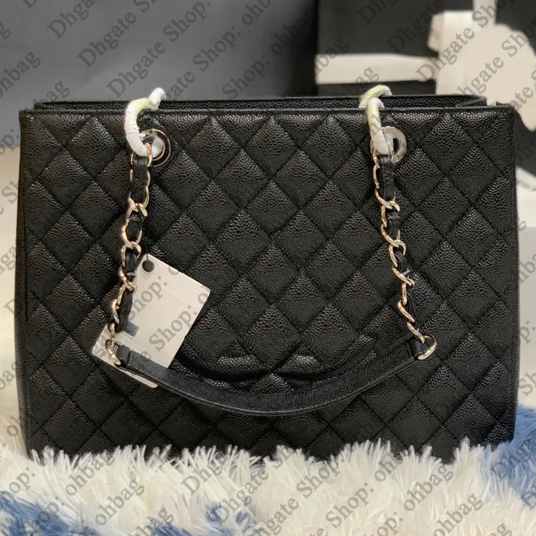 12A GST Shopping Bag Designer Tote Bags 33cm Womens Medium Genuine Leather Trevel Bag Luxury Purses Caivar Lambskin Handbags Black Shoulder Bag With