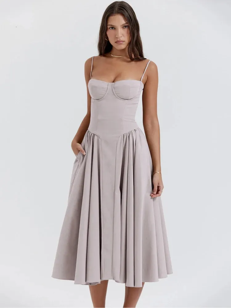 Mozision Elegant Women Spaghetti Strap A-line Loose Midi Dress Sleeveless  Backless French Retro Long Dress from Dhgate Basic & Casual Dresses - price  43.42