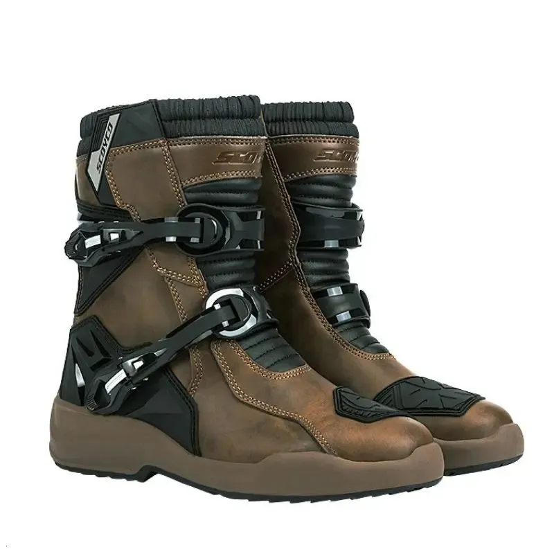 DHgate Scoyco Mens Enduro Brown Leather Waterproof Motorcycle Boots with Anti Slip Sole Shoes Accessories