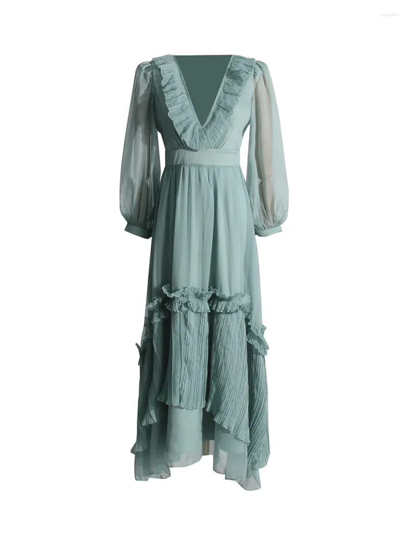 slim fit dress slacks Old Fashioned Vintage Maxi Dress with Long Sleeves main image 1