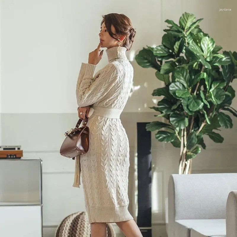 Long Sleeve Turtleneck Sweater Dress with Lace-up Front and Cinched Waist for Women in White from Dhgate Basic & Casual Dresses - price 54.65 Long Sleeve Turtleneck Sweater Dress with Lace-up Front and Cinched Waist for Women in White from Dhgate Basic & Casual Dresses - price 54.65