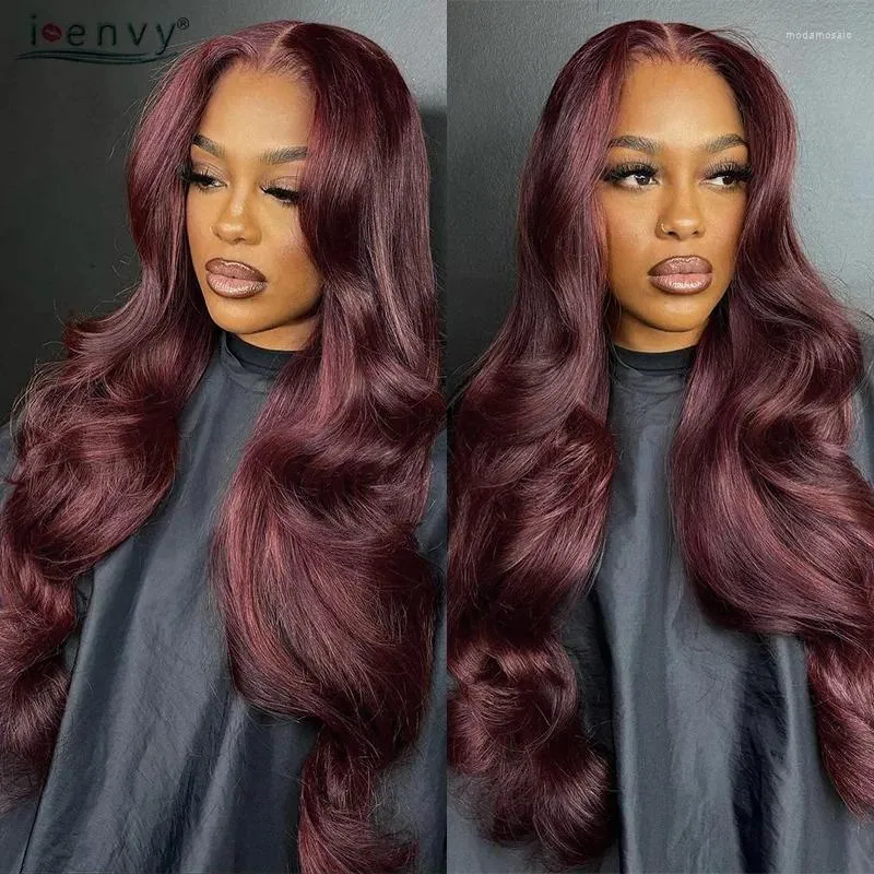 Burgundy Human Hair Lace Frontal Wig 13X6 Body Wave 22 Inch  display picture 2