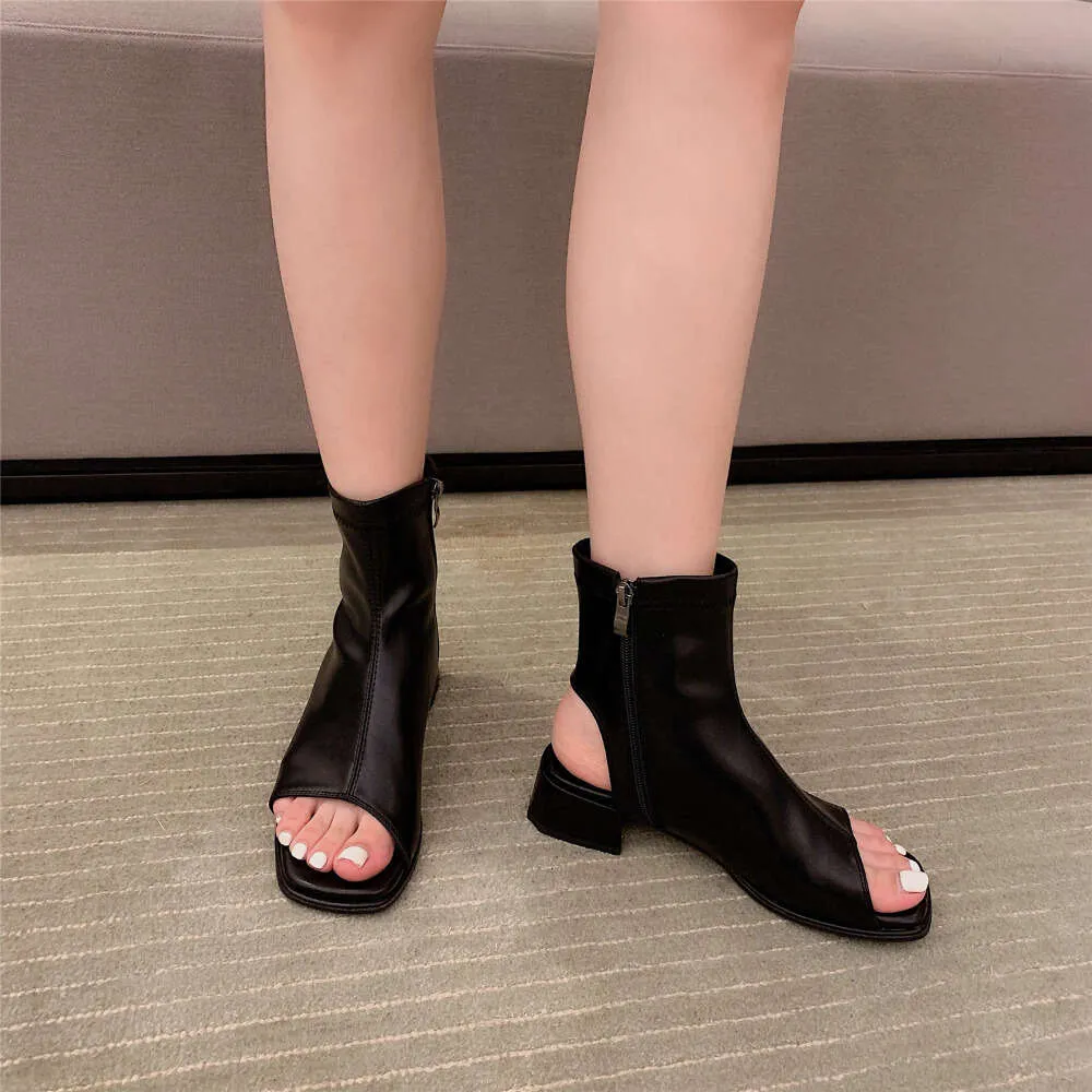 Womens Ankle Boot Sandals: Stylish Open Toe Low Heel Boots for - Main Image