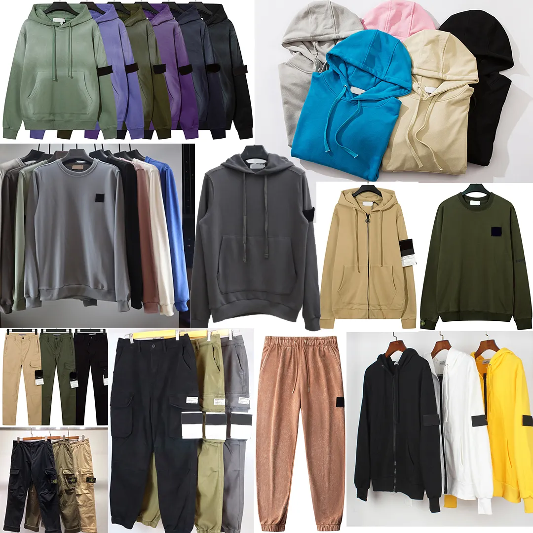 Kapşonlu Compass Tasarımcı Gömlekler Suya Dayanıklı Metal Deri Mont Erkek Ceket Fermuarlı Hırka Rahat Pamuklu Sweatshirt_voghion.com