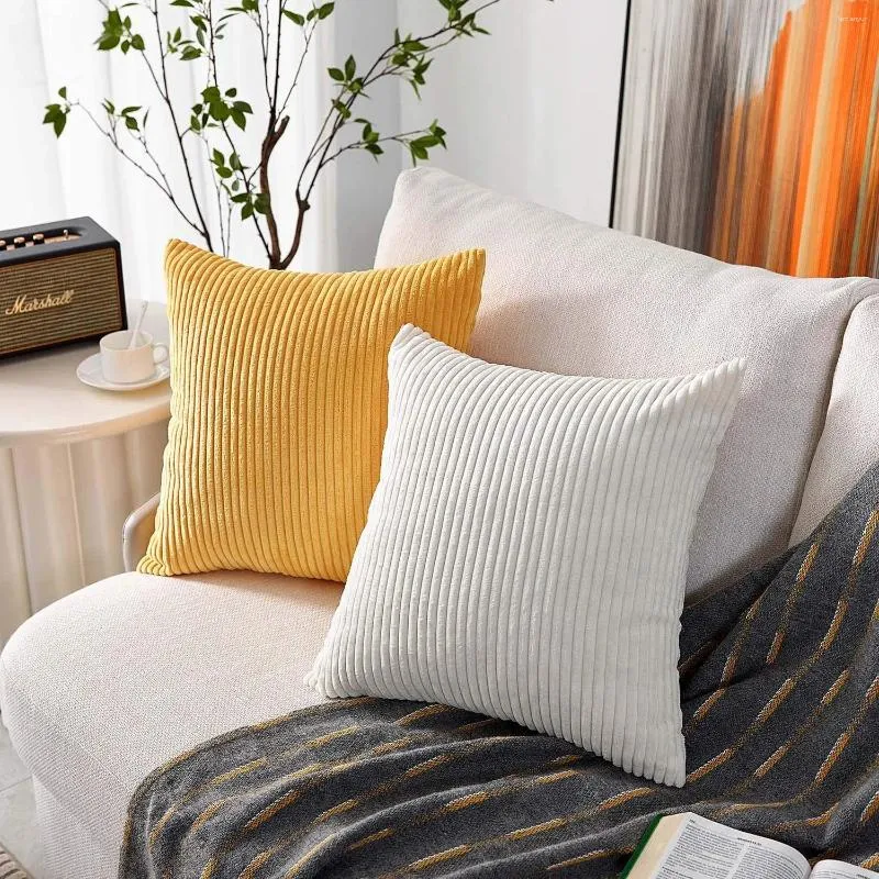 CANIRICA Decorative Throw Pillow Covers Nordic Style Cotton Linen Cushion Cases for Couch Sofa Bedroom Decor 45x45 cm 2 Pack