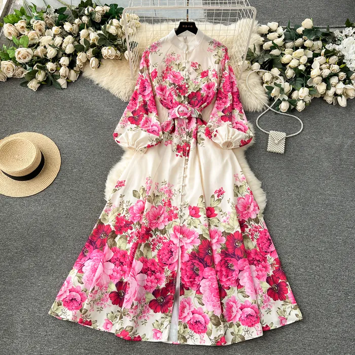 Floral Lace-Sleeve Classic Dress - navy - Mame Kurogouchi