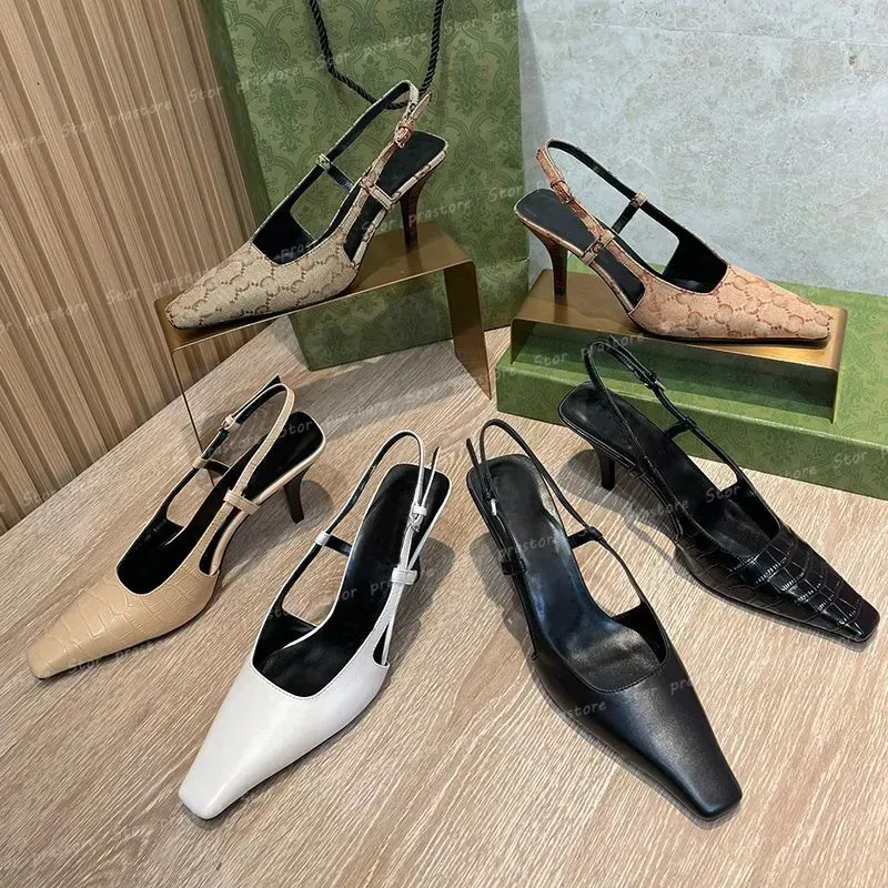 Wholesale Rhinestone Square Toe Slingback With Jacquard Knit And Stiletto Heel Womens Luxury Designer Slingback Dress Shoes For Evening Parties Size 35 42 At Only 56.99 DHgate.Com