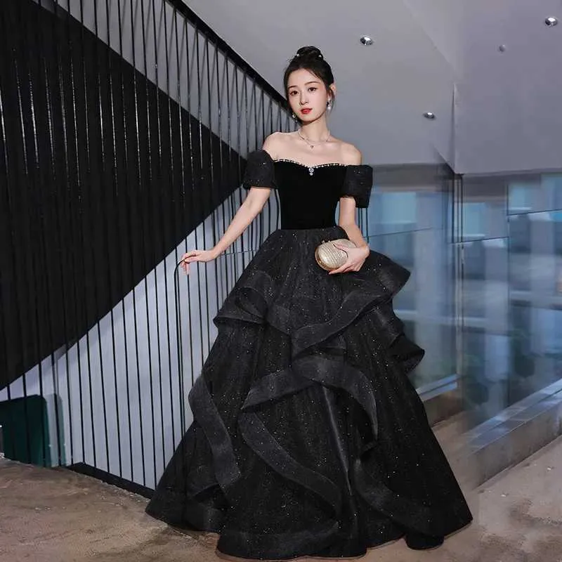 Black Off-Shoulder Evening Dress for Women Floor-Length Chiffon with Feather  Decoration from Dhgate Runway Dresses - price 27.97