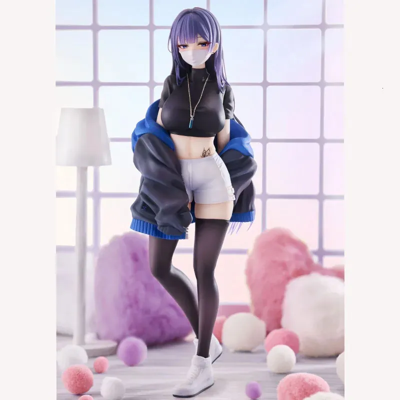 24cm Anime Figurine Yuna Masked Girl Action Figure PVC Doll for