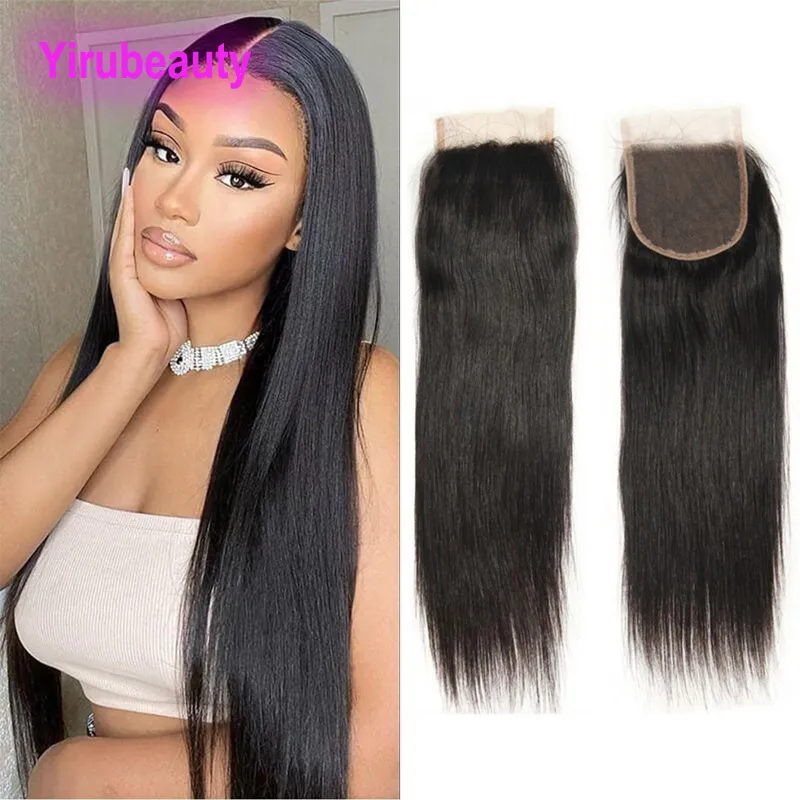 4X4 Lace Closure Free Part 100% Human Hair Top Closures Brazilian ...
