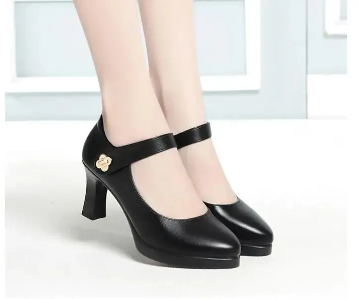 Block Heel Platform Pumps Spring Autumn Women Shoes Women Buckle Strap High Heels Shoes Ladies Elegant Black Office Shoes 240619 From 21 13 DHgate