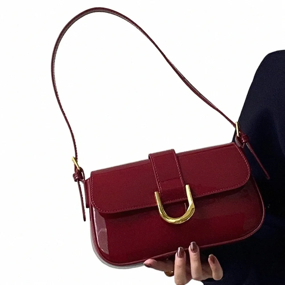 Women Patent Leather Satchel Bag Fi Shoulder Bag Vintage Red Underarm Bag Ladies Crossbody Buckle Handbag Chic Hobo J7Zp From 26 73 DHgate