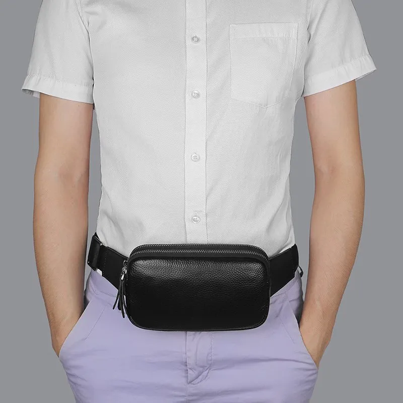 Premium Top Grain Leather Waist Bag Slim Fit Casual Fanny Pack for Men and Women