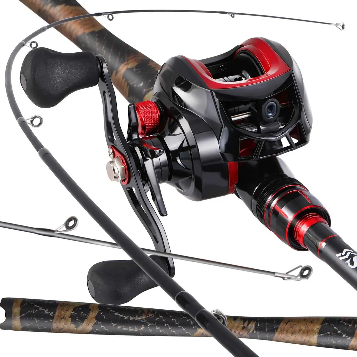 Sougayilang 4-Segment Portable Fishing Rod and Reel Set with