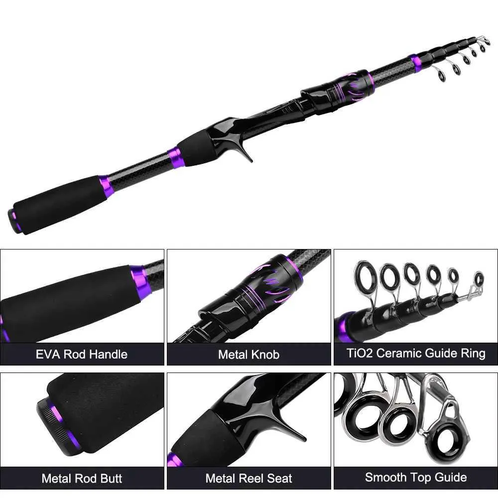 PROBEROS 2.1M Carbon Fiber Fishing Rod and Water Droplet Wheel Sea Pole ...