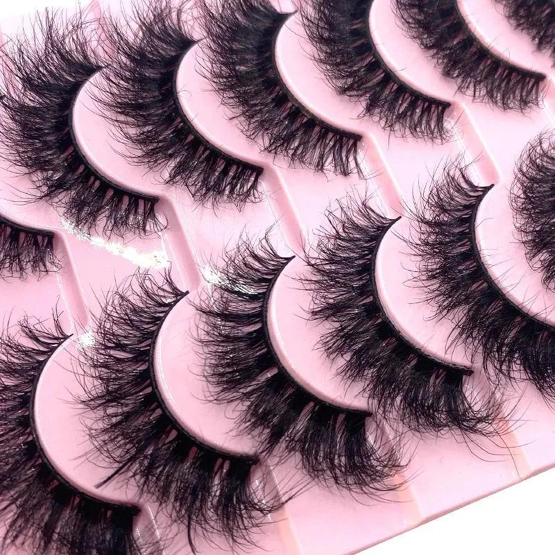 Faux Mink Handmade 3D Curly Cross Messy Natural Nude False Eyelashes ...