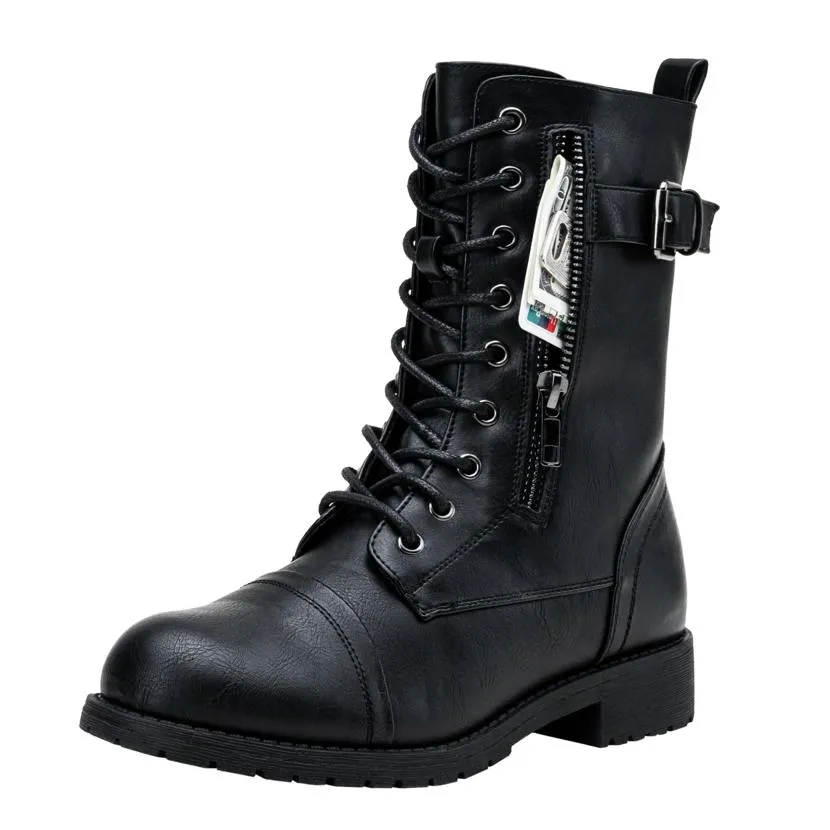 Mid calf combat boots best sale