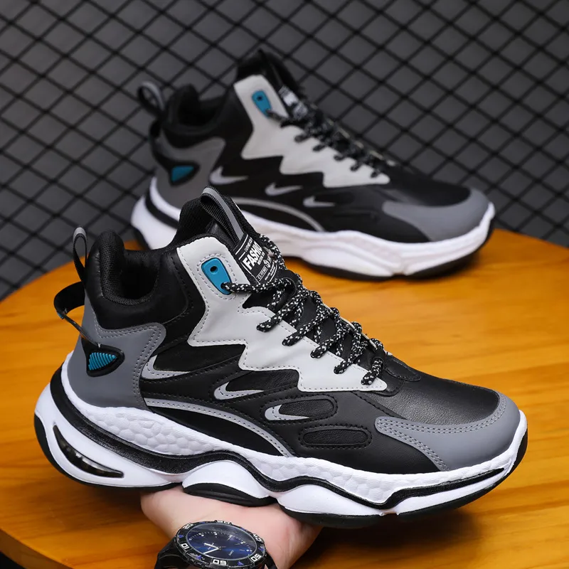 Trendy Mesh High-Top Sneakers: Breathable Lace-Up Running Shoes