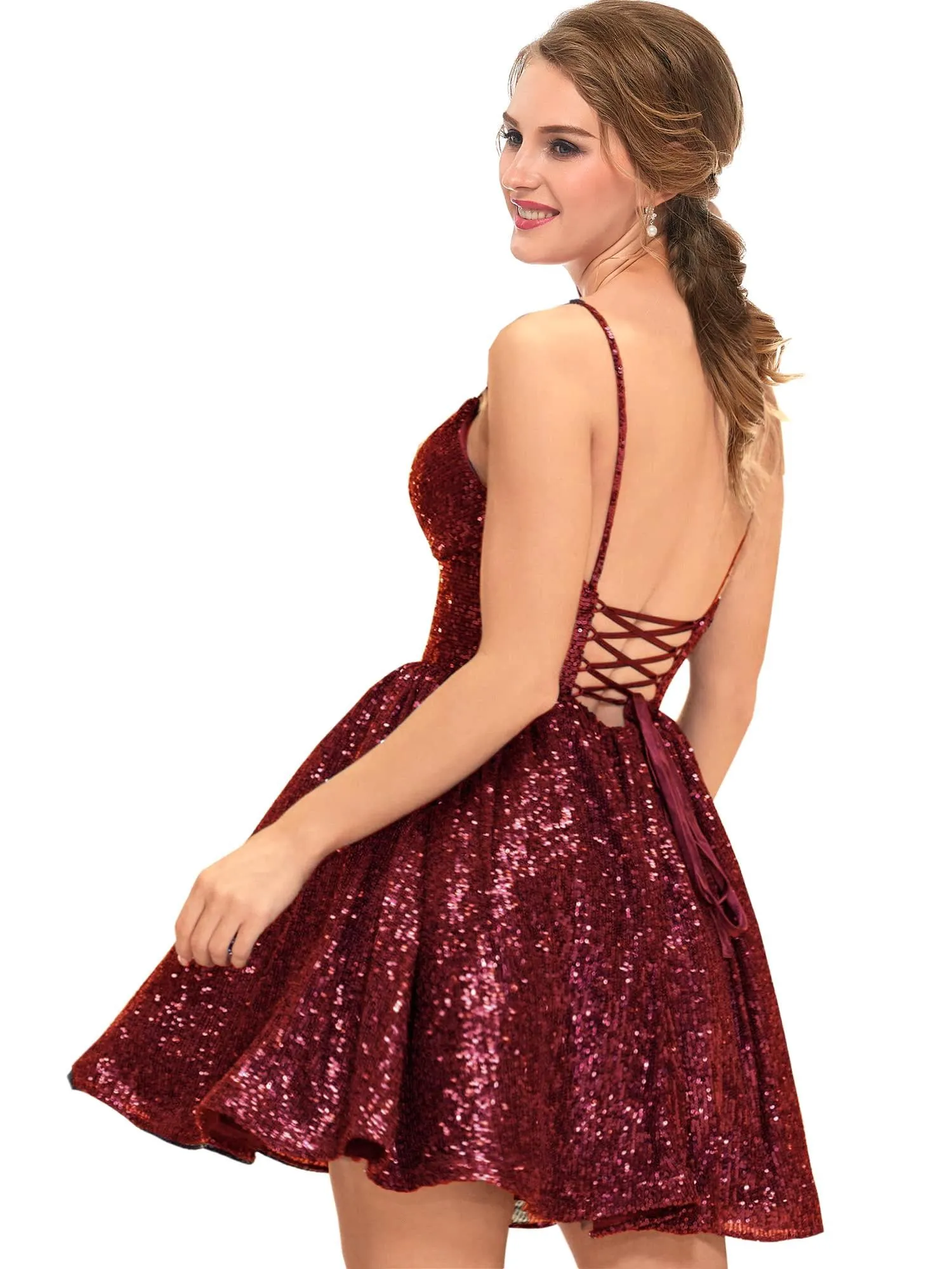 slim fit dress slacks Simple A-Line Burgundy Short Prom Dress, Burgundy Homecoming Dress US 16 / Burgundy main image 0