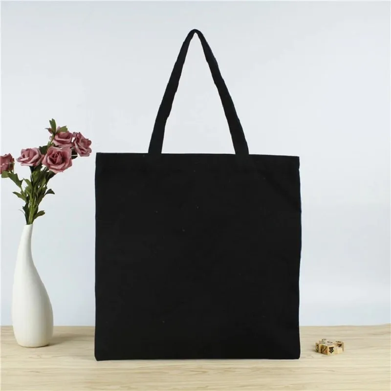 DHgate Large Black Canvas Tote Bag Foldable Multipurpose Handbag with Spacious Storage Bags Luggage Accessories