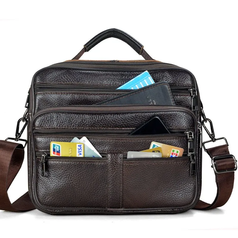 Leather Business Messenger Bag Shoulder Handbag For Men Travel