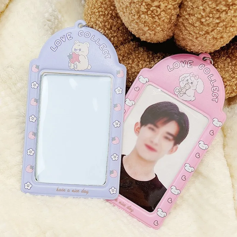 LQTIIITQL Kpop Photocard Holder With Butterfly Keychain, 2 Sets | Clear ID Card Holder For Photo Cards, Bus Pass, Badges