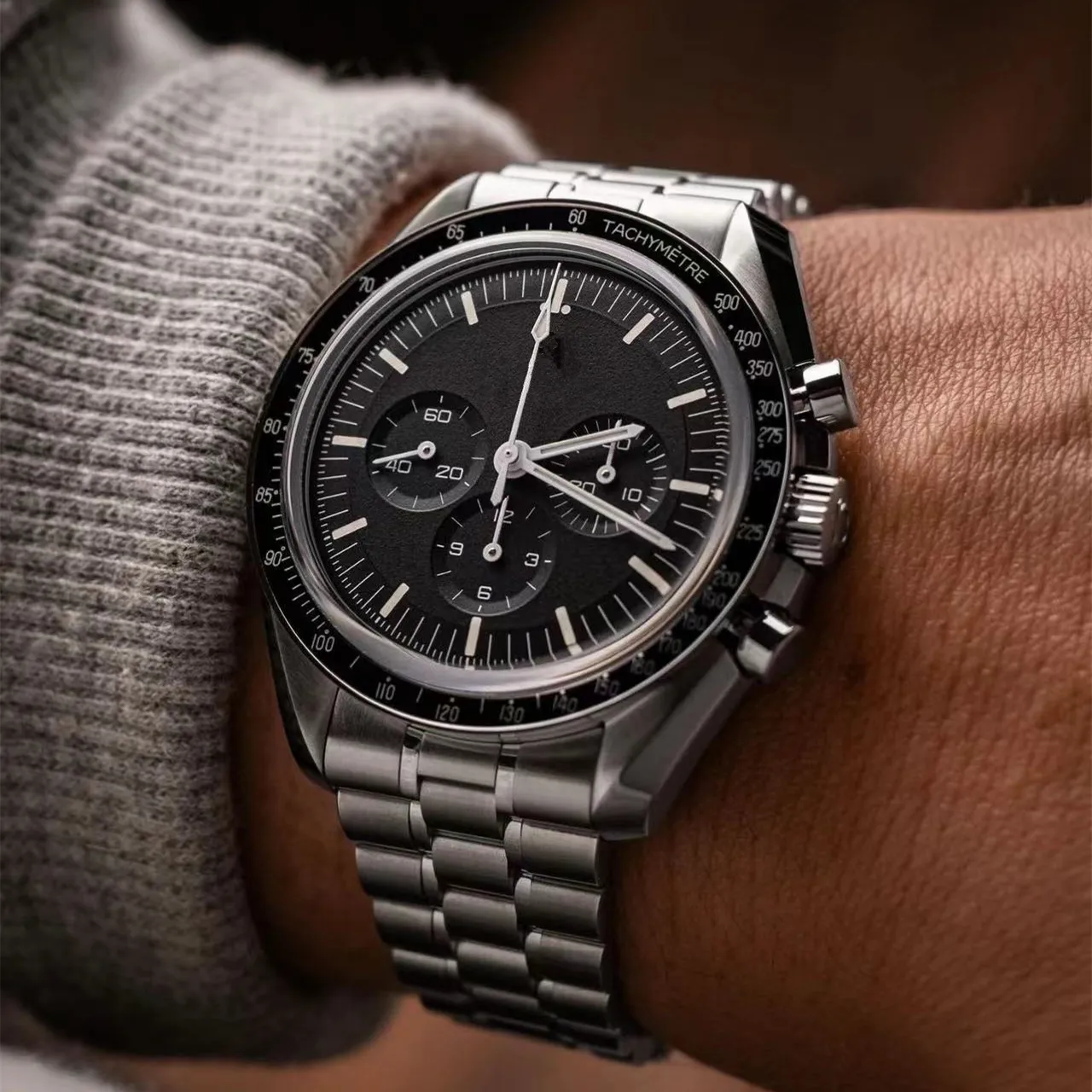 PARAS CROWN Orologio Uomo Cronografo Impermeabile – Cassa In Acciaio Inox 44mm – Cinturino In Silicone – Vetro Zaffiro