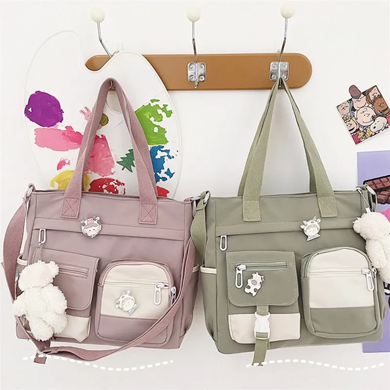 Large Japanese Canvas Tote Bag for School, Work, Travel