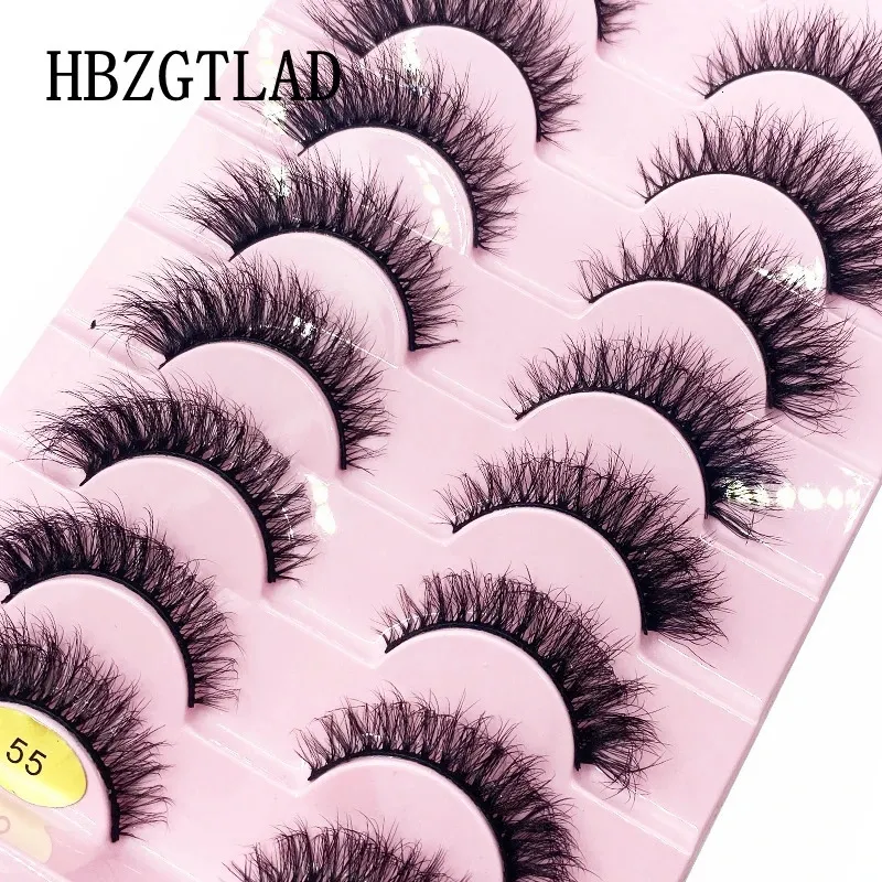 Faux Mink Handmade 3D Curly Cross Messy Natural Nude False Eyelashes ...
