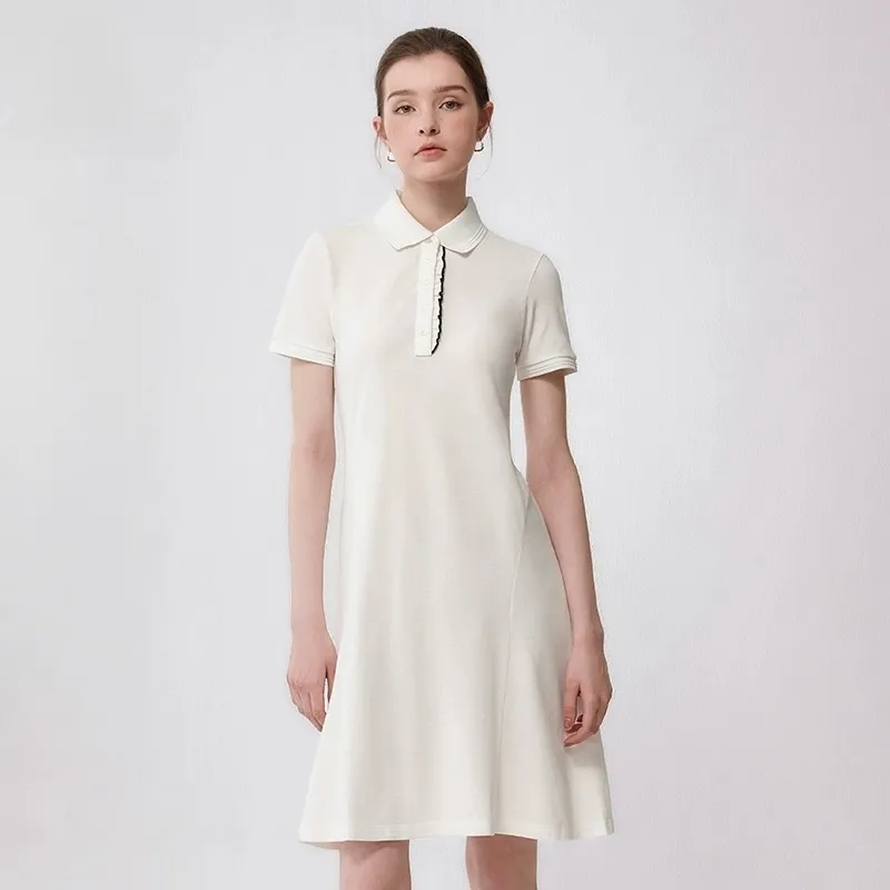 Slim Fit Cotton Blend Polo Dress with Peplum, Knee-Length, Short Sleeve, White and Black from Dhgate Basic & Casual Dresses - price 64.54 Slim Fit Cotton Blend Polo Dress with Peplum, Knee-Length, Short Sleeve, White and Black from Dhgate Basic & Casual Dresses - price 64.54