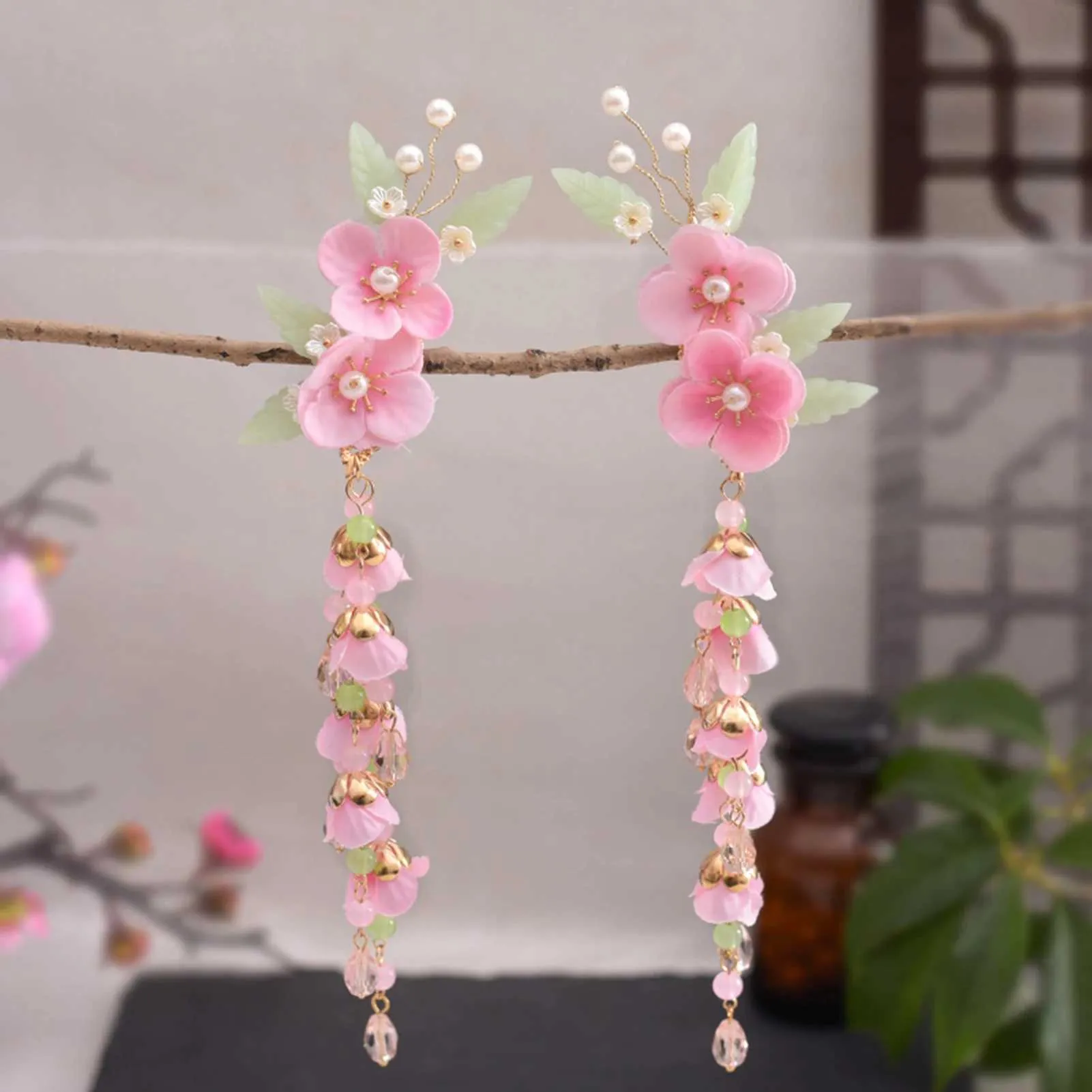 Wedding Hair Jewelry Silk Flower Hair Clips Pearl Pink Blue  display picture 2