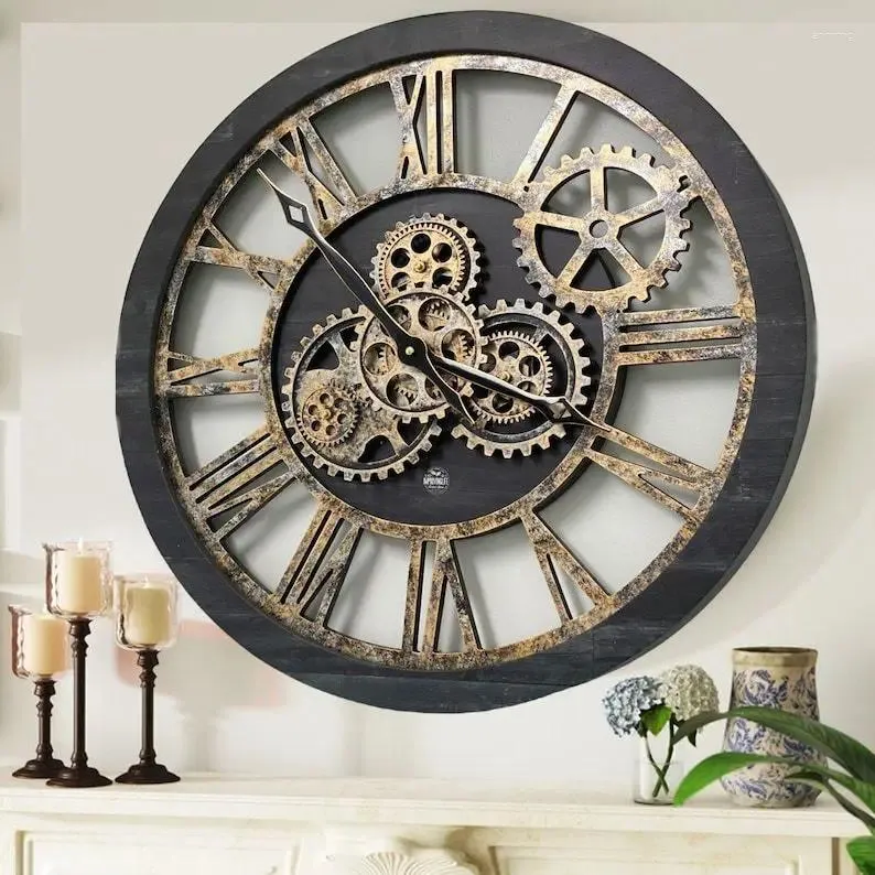 Hobby Lobby Wall Clocks on Sale: Industrial Retro Gear Big Clock for Home  Decoration