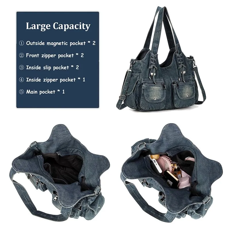 DHgate.com:2024Trendy Y2K Blue Denim Bag: Vintage Crossbody DHgate.com:2024Trendy Y2K Blue Denim Bag: Vintage Crossbody