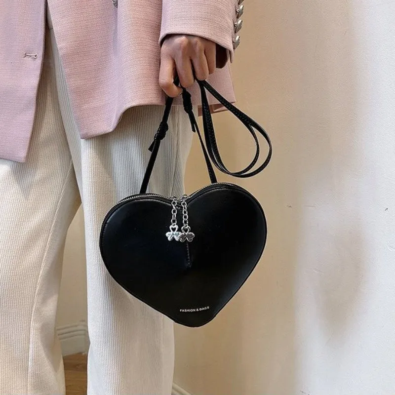 Heart Shaped Shoulder Bag | Glossy Vegan Leather Crossbody Or Clutch With Removable Chain Strap, 8.8x6.9 Inches