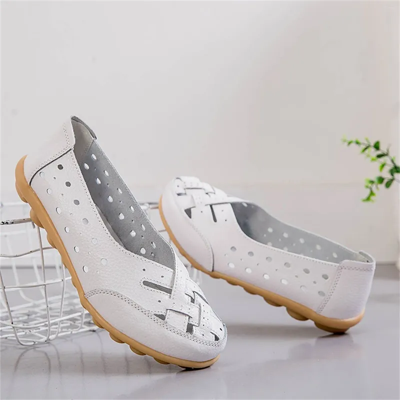 Women s Casual Flat Heel flat shoes Single Hollow Set Solid Knit Size 11