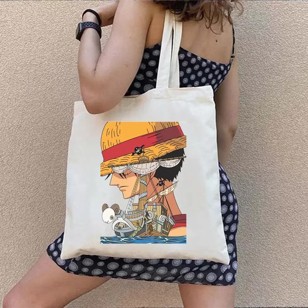 One Piece Anime Luffy & Zoro Cotton Canvas Tote Bag: Stylish