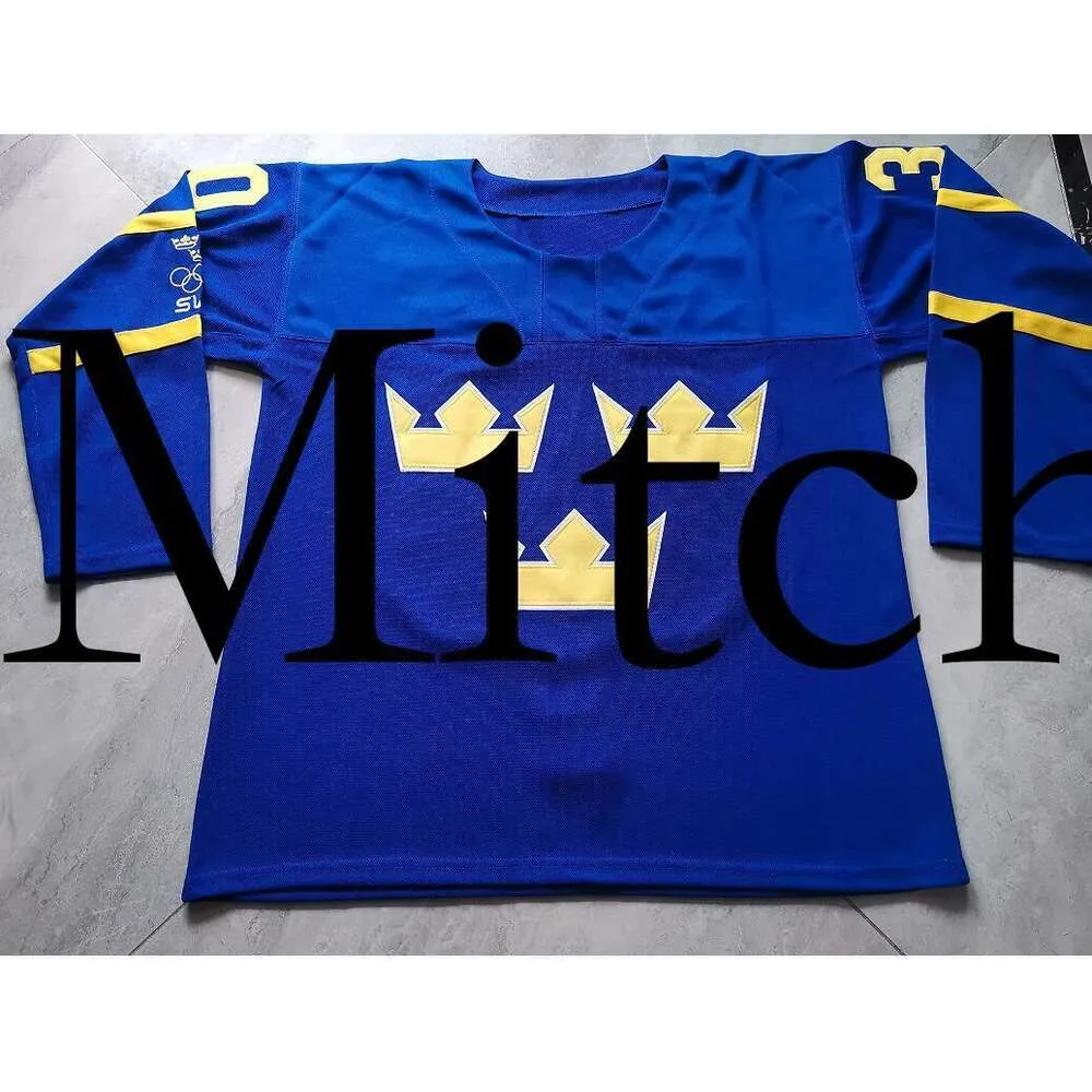 Mit08 Hockey jerseys Physical photos Team Sweden Henrik Lundqvist Men Youth Women High School Size S 6XL or any name and number jersey