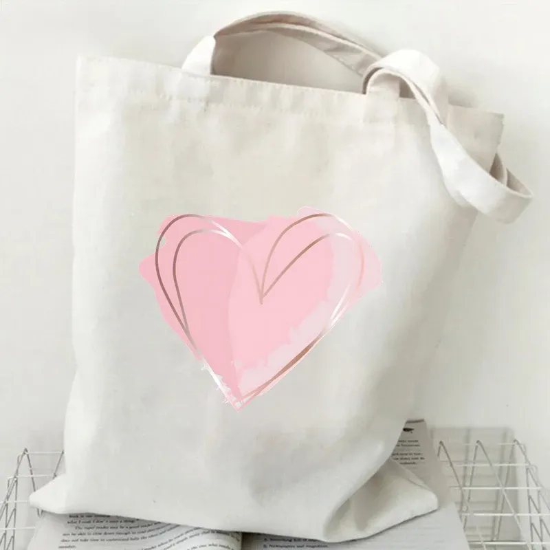 Ulzzang Ins Heart Canvas Tote Bag for Women: Korean Style