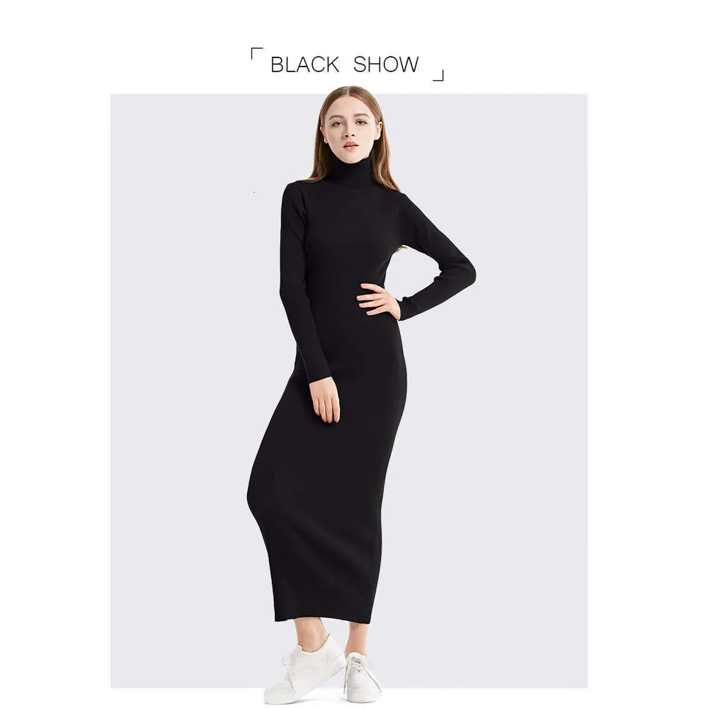 black long sleeve turtleneck bodycon dress Black Turtleneck Bodycon Maxi Dress main image 1