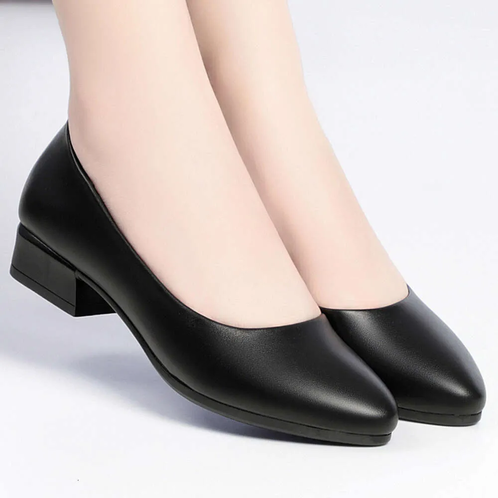 Bulk Black Formal Heels: Comfortable Low Heel Black Dress Shoes, Round Toe,  Leather Single Shoes For Professional Settings And Flight Attendant Use  From Ddmymarket, $30.24 | DHgate.Com, image size:1000x1000