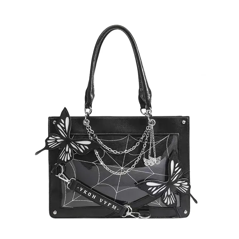 Y2K Gothic Ita Bag - Butterfly Spider Web Handbag