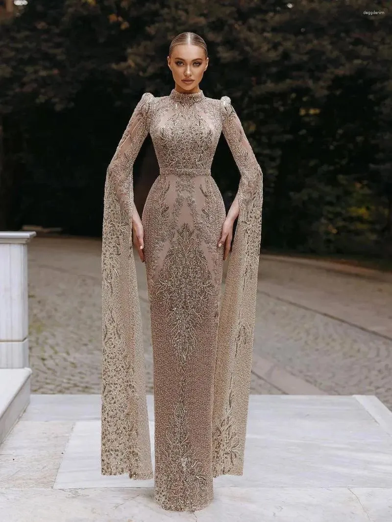 Floor-Length Bohemian Prom Dress with High Neck, Beading, and Flutter Sleeves in Polyester from Dhgate Urban Sexy Dresses - price 337.1 Floor-Length Bohemian Prom Dress with High Neck, Beading, and Flutter Sleeves in Polyester from Dhgate Urban Sexy Dresses - price 337.1