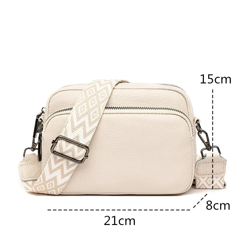 Genuine Leather Crossbody Bag for Women - Double Layer