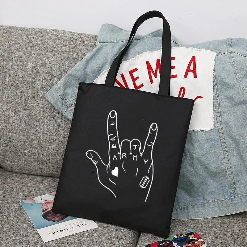 DHgate.com:BTS Jungkook Canvas Tote Bag Aesthetic Womens
